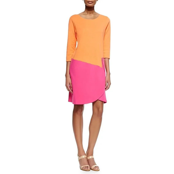 JOAN VASS‎ NWOT 3/4 Sleeve Colorblock Dress - Picture 3 of 9